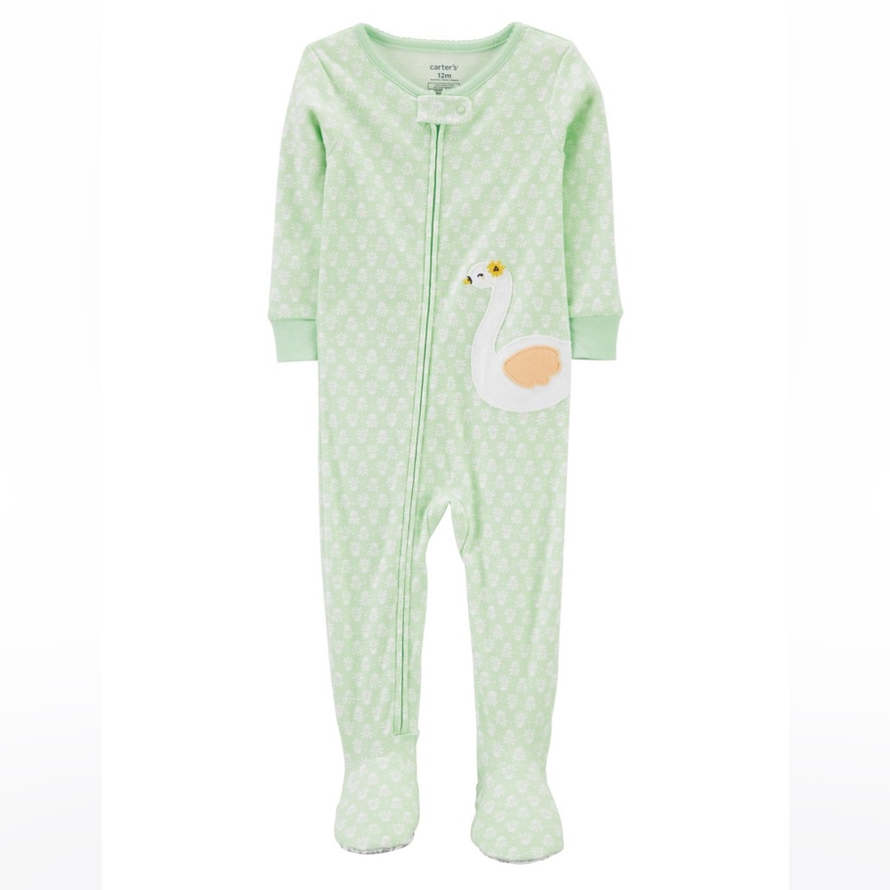 1-Piece Swan 100% Snug Fit Cotton Footie PJs